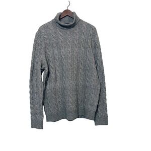 Express XL Tall‎ Brown Cable Knit Turtleneck Sweater Preppy Minimalist Casual